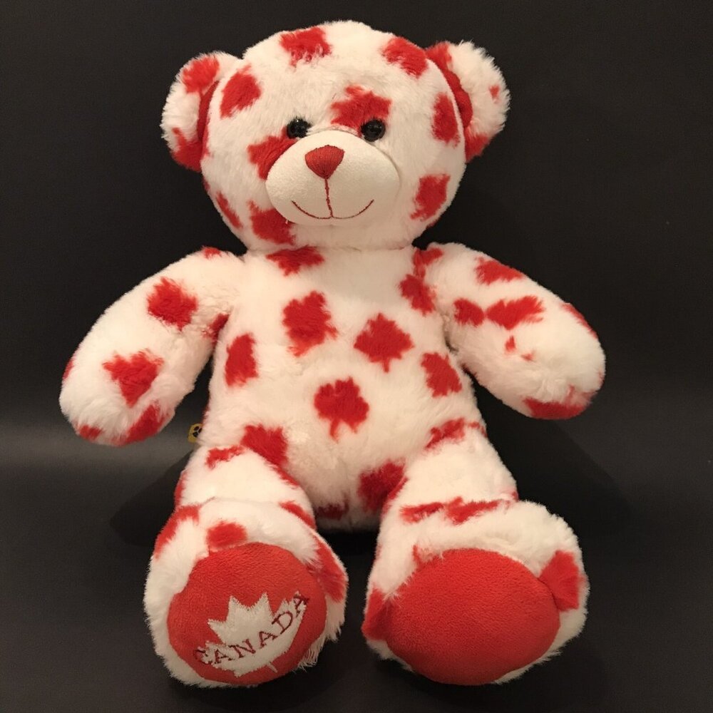 Build A Bear Canada Red & White Maple Leaf Stuffed Plush Canadian
